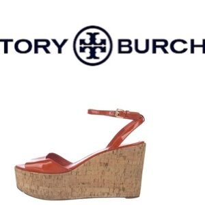 Tory Burch Orange Cork Wedge Sandals